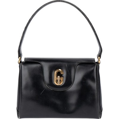 Gucci Black Leather G Handbag Tasche