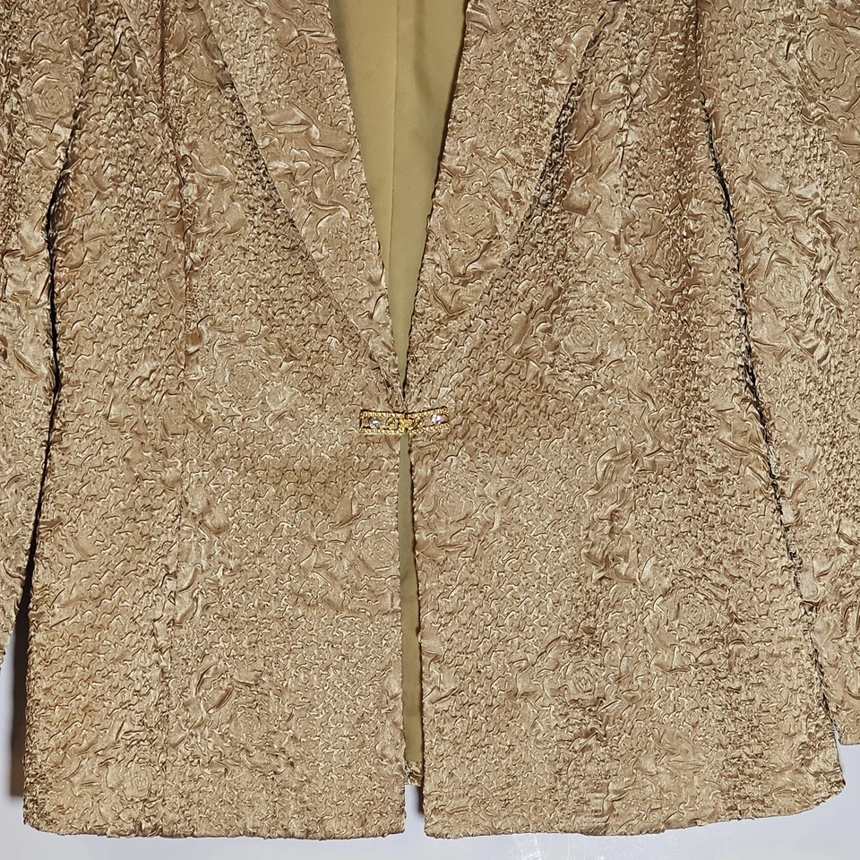 Blazer vintage Joseph Ribkoff para mujer 12 dorado metálico brocado chaqueta formal 42 Foto 3 de 4