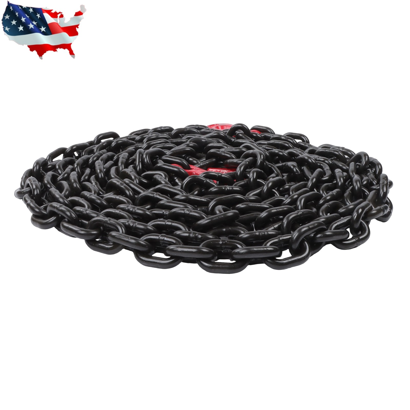 Binder Chain 3/8 in×20 ft Grade 80 Transport Tow Chain with Grab Hooks 7100 LBS