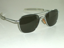 58 20 5 1/2 RANDOLPH ENG USA SHINY SILVER GRAY CRYSTAL PILOT AVIATOR SUNGLASSES