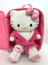 Build a Bear White Hello Kitty Pink Bow and Outfit + Carry On Rolling Suitcase