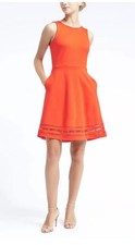 Banana Republic Women’s Sleeveless Orange Fit & Flare Dress Size 6