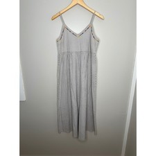 Hem & Thread Women's Striped Midi Dress Colorful Trim Sleeveless Casual Summer