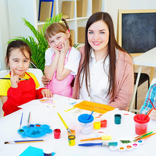 45PCS Kids Paint Brush Set with Cups Palette Tray Multi Size for Art Party Gift