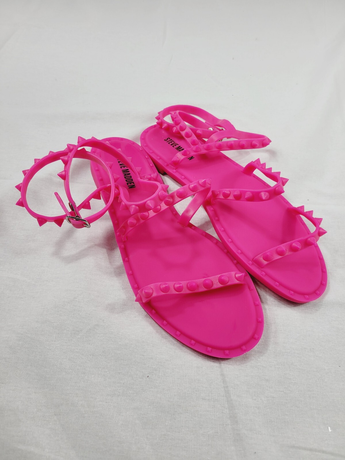 Steve Madden Women's Travel-j Studded Flat Jelly Sandals Hot Pink Size 8  195945047378 | eBay