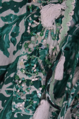 ANTICA SARTORIA 2024 GREEN & WHITE FLOWERS TIE FRONT DRESS NWT O/S - Picture 4 of 6