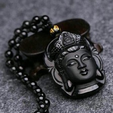 Black Obsidian Budda Collection pendant  necklace. 5000 neg ions