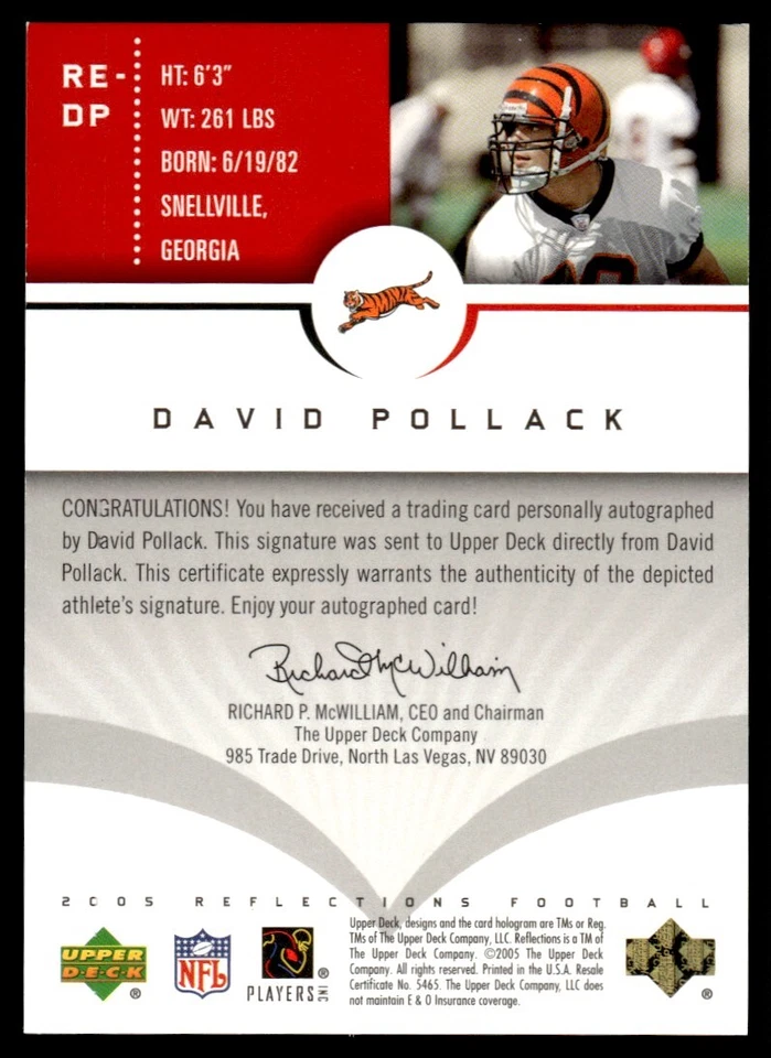 2005 Upper Deck Reflections Rookie Exclusives Autographs Red David Pollack Auto - Image 2 of 2