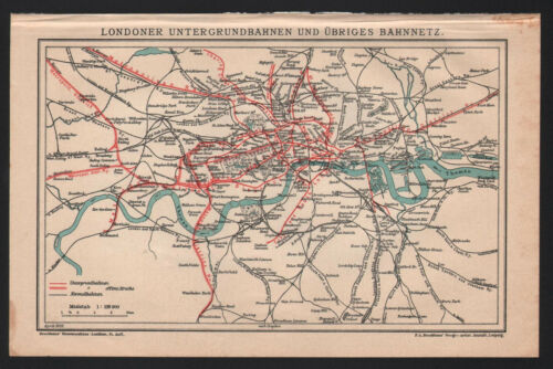 Antike Karte. ENGLAND. KARTE VON LONDON UNTERGRUND. 1912 - Bild 1 von 4