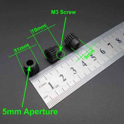 20Pcs 0.5M 20T Steel Metal Gear Alloy 0.5 Modulus 20 Teeth Aperture 5mm 10X11MM 