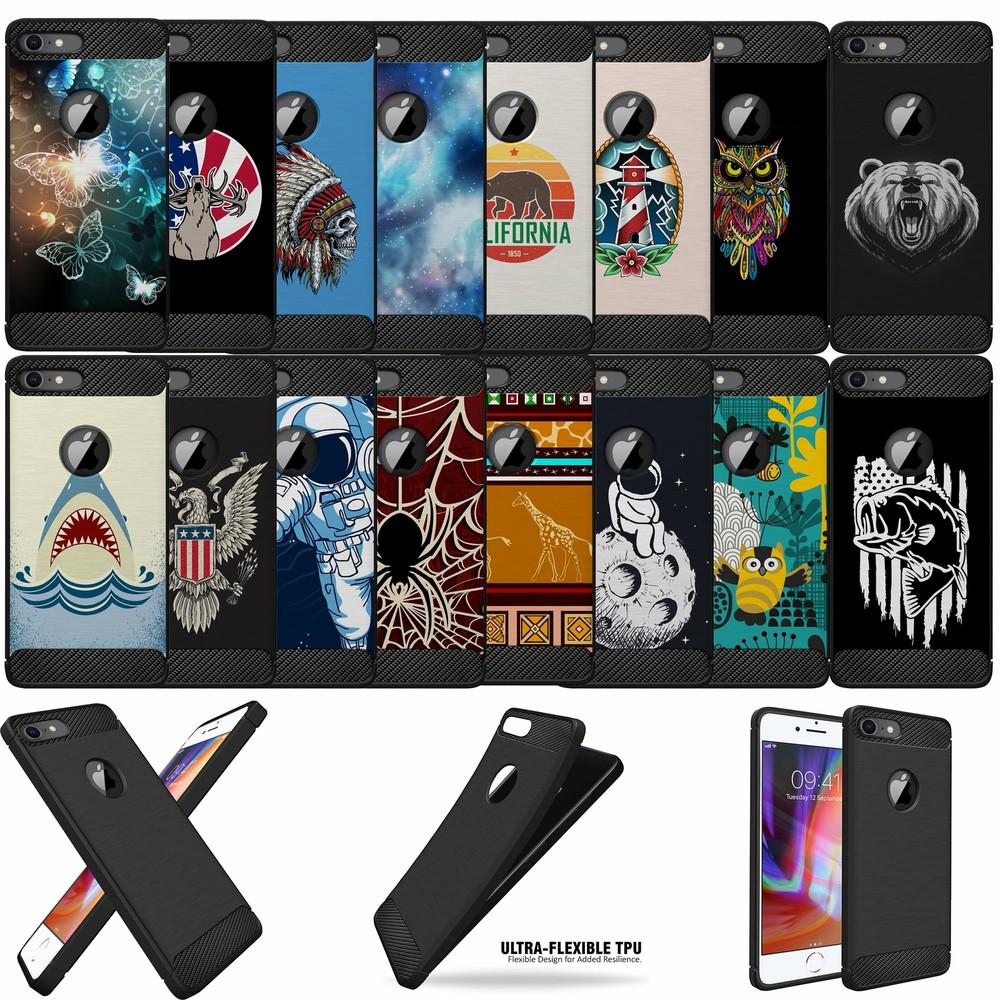 For [iPhone 8 Plus /7 Plus] Armor Cover with Carbon Fiber Texture Flexible Case