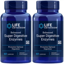 Enhanced Super Digestive Enzymes 2X60 Caps Life Extension Protease/Amalyse