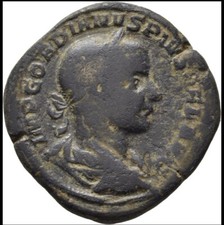 Sestercio ROMA IMPERIO. Gordiano Ill. 243-244. MARTEMPROPVGNATOREM. Muy Raro