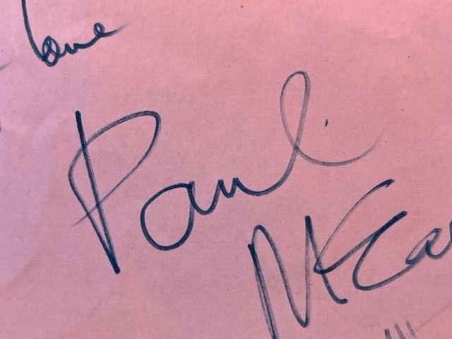 PAUL MCCARTNEY Original Autograph, Signed Doodle by the BEATLES