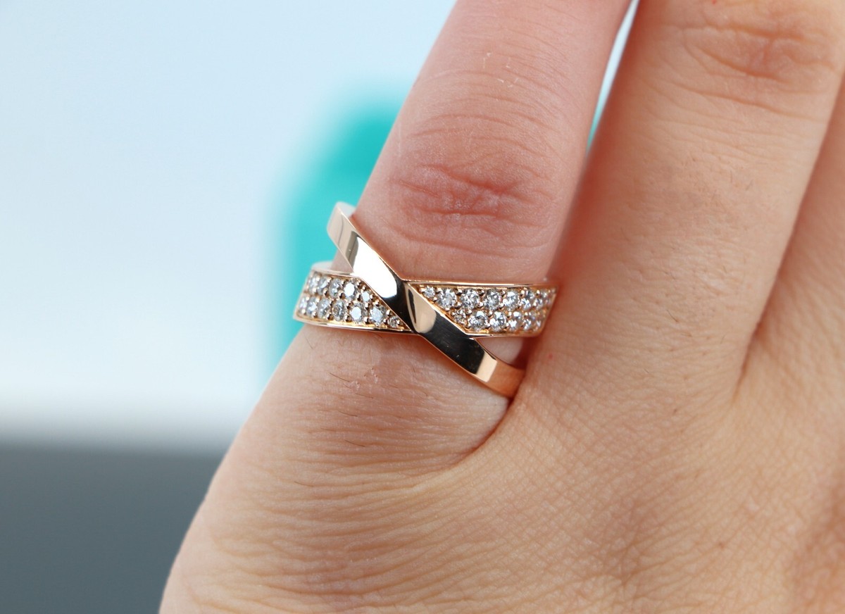 $6300 Tiffany Co 18k Rose Gold Double Pave Diamond Atlas X