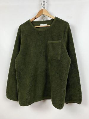 Men's Universal Works Green Khaki Teddy Sweatshirt Size L
