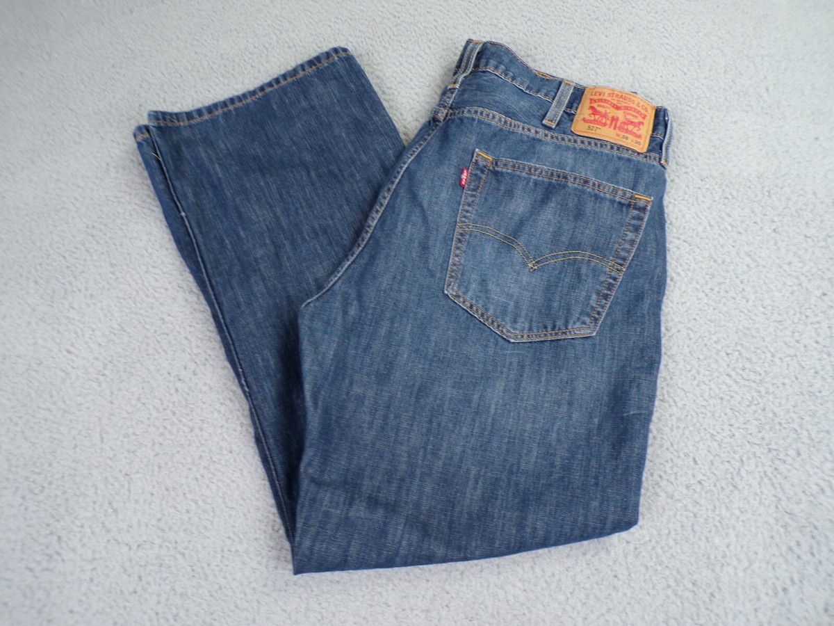 Levis 527 Jeans Mens 38x30 Blue Low Boot Cut Cowboy Denim Measures