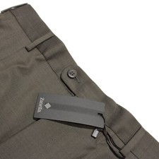 Zanella NWT Pleated Dress Pants Size 33 US Austin In Solid Brown 100 Wool