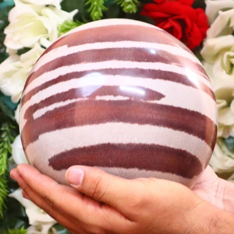Beautiful Large Shiva Lingam Stone Crystal Sphere Hand Carved Crystal