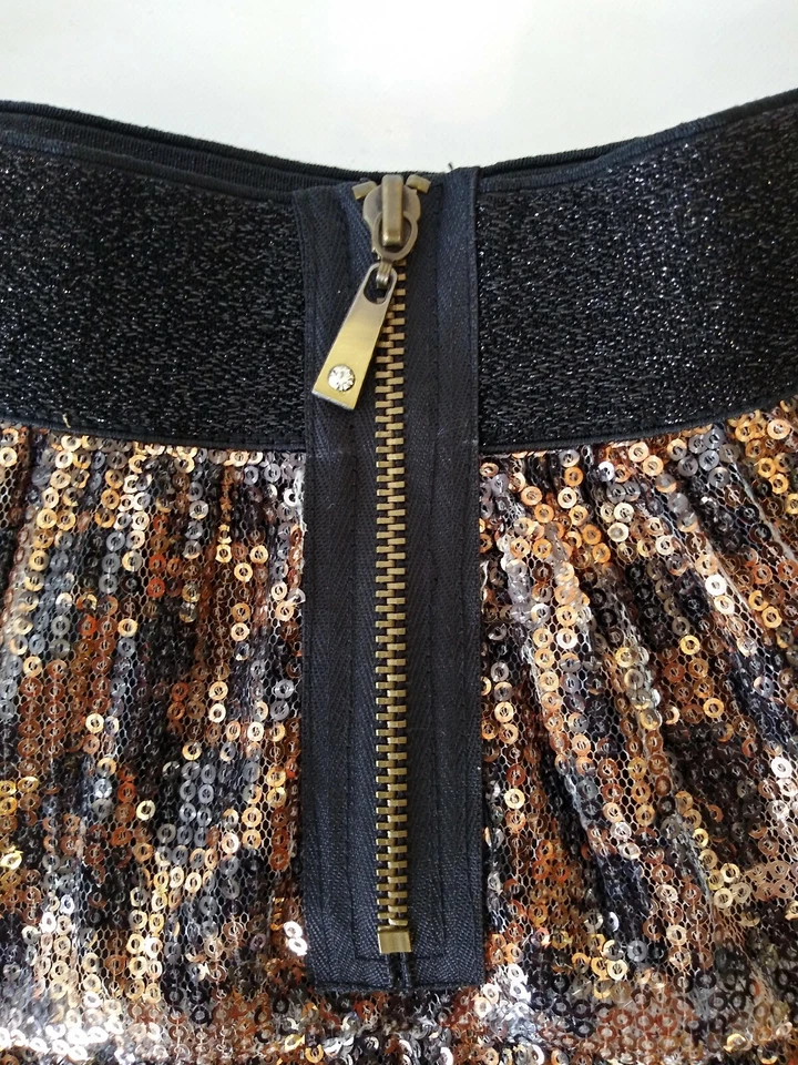 Nueva falda de leopardo de lentejuelas con cremallera frontal para niñas tallas 4 a 7 Foto 3 de 4