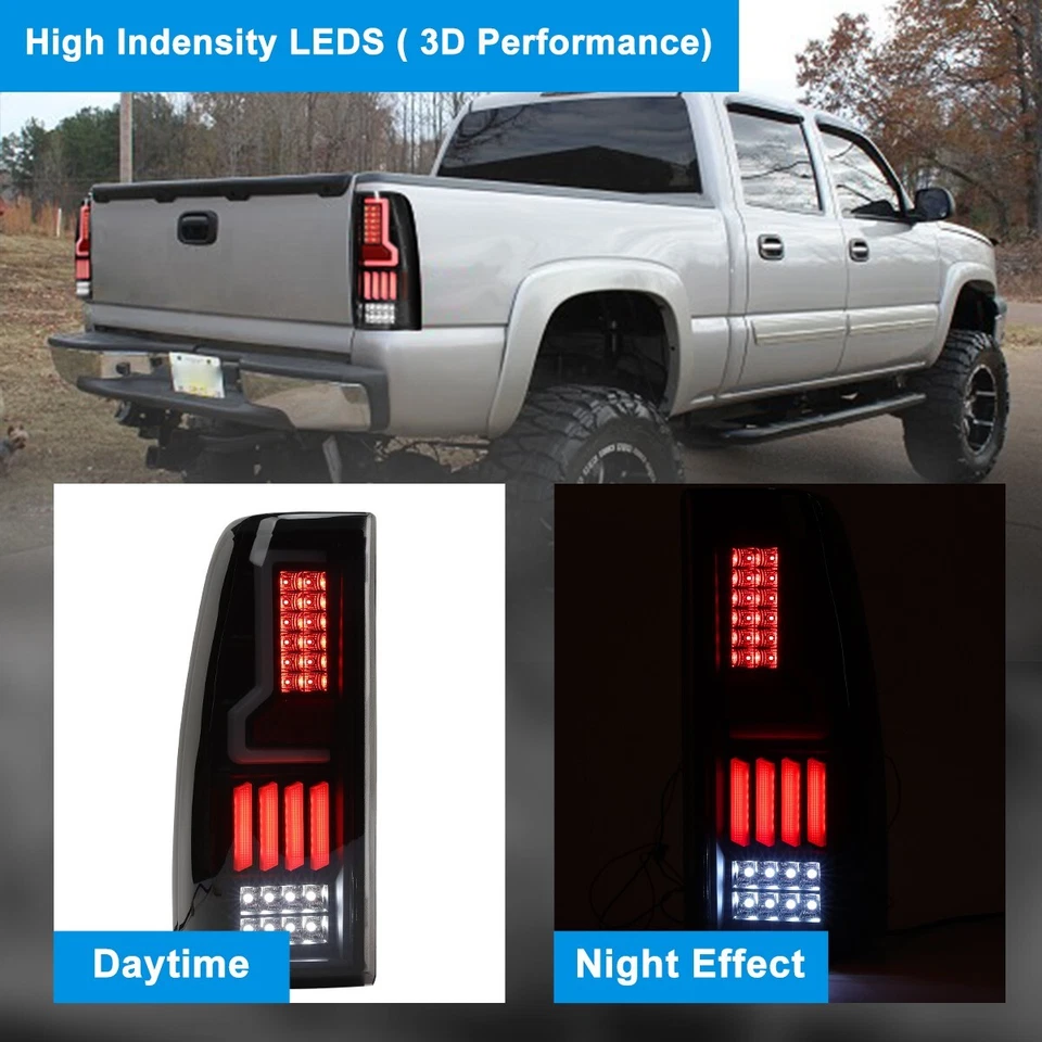 Luces traseras LED para Chevy Silverado 99-02 GMC Sierra 1500 2500 1999-2006 humo Foto 2 de 4