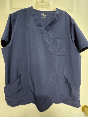 ALLURA/Cherokee Scrub Top Size XL-Navy V-Neck-Chest 26.5''/L 29''