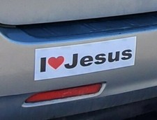 2 I Love Jesus vinyl bumper stickers. Buy 1 Get 1.  3 x 10 inches.