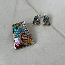 Colorful pendant and earring set dangle earrings