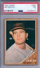 1962 Topps # 290 Jim Gentile Orioles NM PSA 7