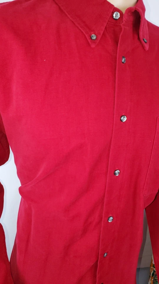 Long Sleeve Corduroy Button Down Red Shirt. Men's XL. Club Room Charter Club. - Image 2 of 4