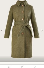 Monsoon Blair Green Boucle Single Breasted Coat 14 Bnwt