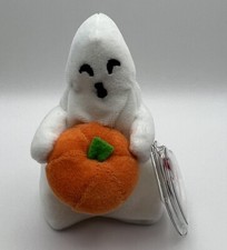 Ty Ghoul Ghost Halloweenie Halloween Beanie Plush Stuffed Animal Pumpkin 4  NEW