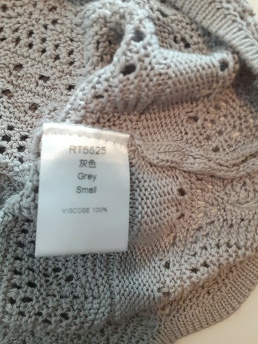 Ladies Long Sleeve Crochet Style V Neck Sweater Top. Gray Sz S Unbranded - Picture 7 of 9