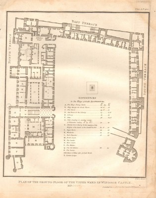 1806 Antique Print Plan Of Ground Floor Of The Upper Ward In