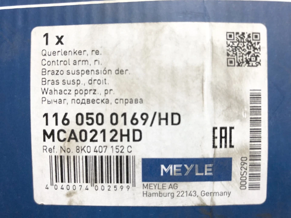 Brazo de control de suspensión inferior derecho para MEYLE 1160500169HD NOS CAJA ABIERTA Foto 4 de 4