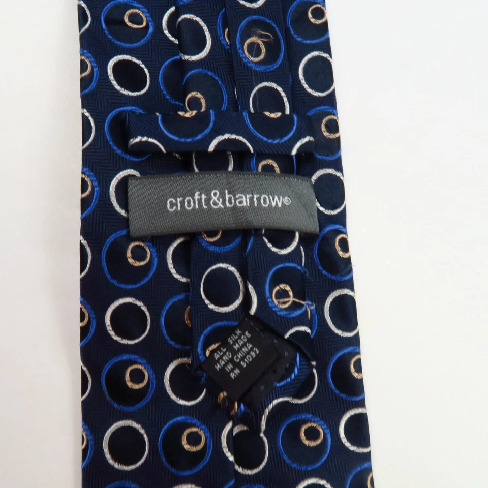 Gravata masculina Croft & Barrow círculos azuis bolhas 58x3,75 moderna colorida legal - Imagem 3 de 4