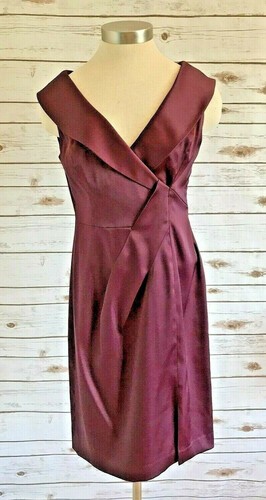 EVAN-PICONE Women Sleeveless Fully Lined Knee Length Burgundy Party Dress Size 4