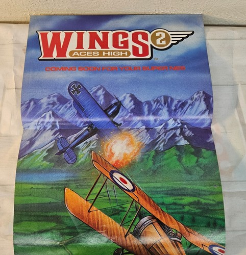 1992 Nintendo Power Magazine 11" x 22.5" WINGS 2 Aces High Poster GREAT - Picture 2 of 4