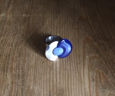 Anton Michelsen Silber 925 Porzellan Ring 60s Royal Copenhagen RG54 Georg Jensen