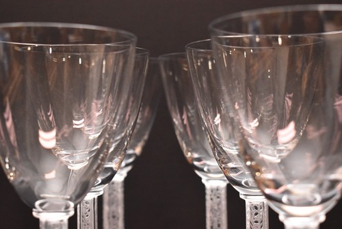 SET 6 bicchieri da vino LALIQUE cristallo PHALSBOURG ART DECO bordeaux smerigliato - Foto 10 di 14