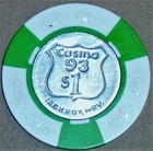Old $1 CASINO 93 Casino Poker Chip Vintage Antique DieCards Mold Jackpot NV 1970 — photo 1