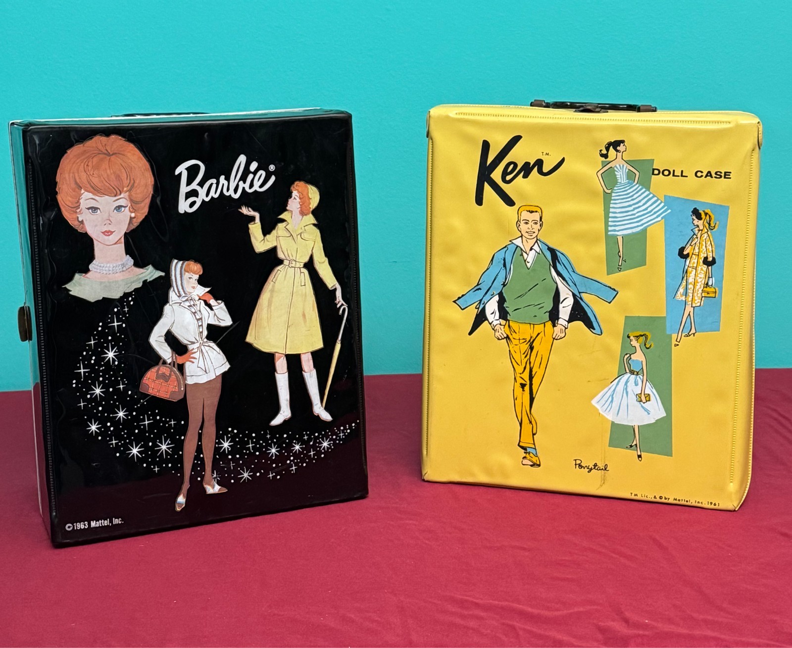 2 Barbie Doll Carrying Cases - Ken 1961 - Barbie 1963 - Matt
