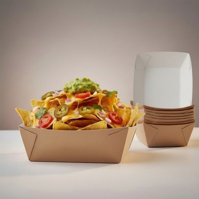 50 x Kraft Lebensmittel Tablett Hot Box Behälter Takeaway Einweg Feinkost Cafe Nacho Snack