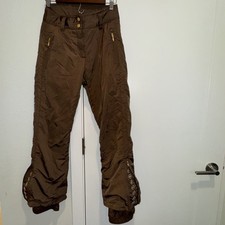 VTG Obermeyer Snow / Ski Pant Women  s SZ 4 Brown Embroidered Jeweled Zip Cuffs