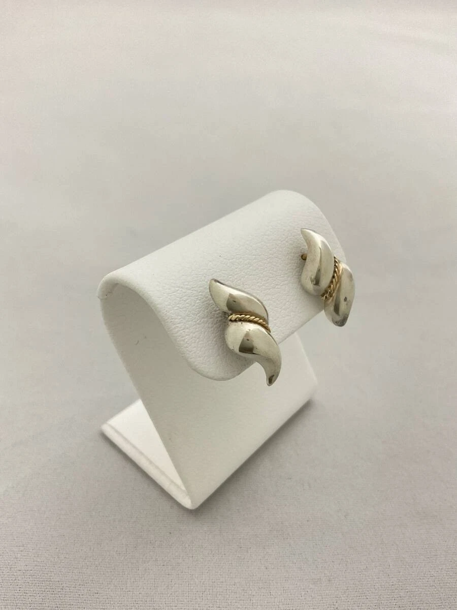 Authentische Tiffany Co Twist Kombi Ohrringe Silber 925 14K Gold durchbohrt V...