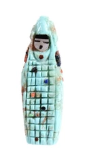 Zuni Pueblo Turquoise Maiden Fetish By Rhoda Quam   Late 20th Century  Size 1.75