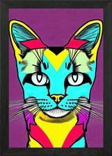 Pop Art Cat 02 Framed Wall Art Poster Canvas Print Picture