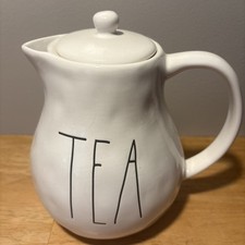Rae Dunn Artisan LL "TEA" Ceramic Farmhouse Dimpled teapot Pitcher New kitchen