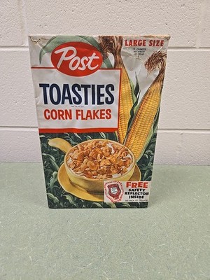 Post Cereal, 1950's Post Toasties Corn Flakes Cereal Box, Safety Reflector Offer