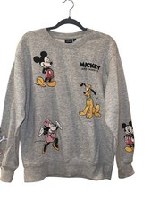 Disney Mickey And Friends Women  s Gray Pullover Sweatshirt Size: Large